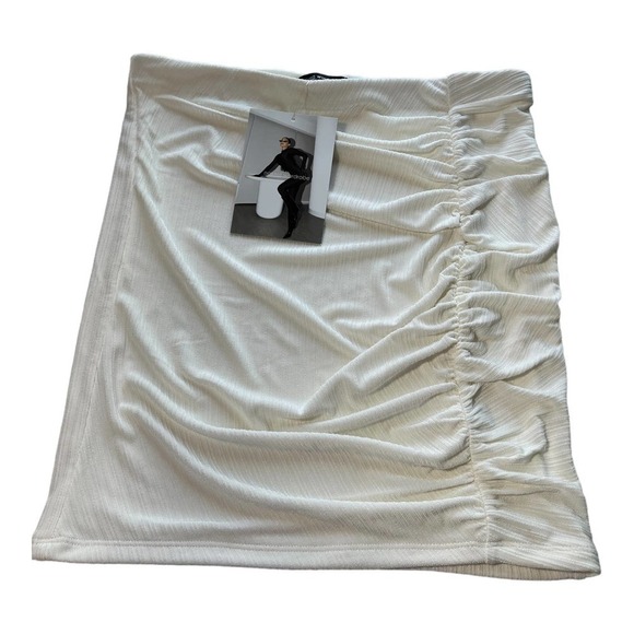 NAKED WARDROBE The Extra Mini Skirt Slinky Collection in White - Size XL- NWT - Picture 10 of 16